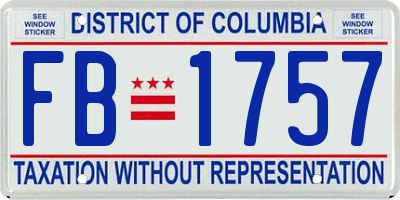 DC license plate FB1757