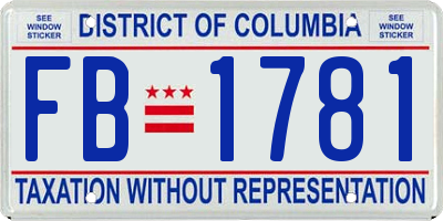 DC license plate FB1781