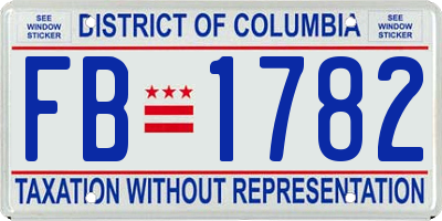 DC license plate FB1782