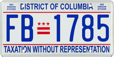 DC license plate FB1785