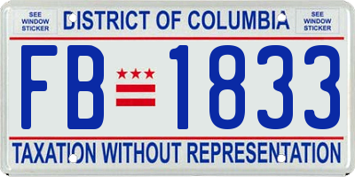 DC license plate FB1833