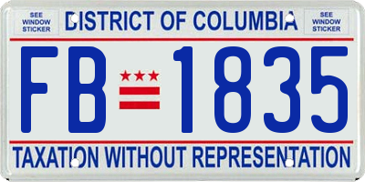 DC license plate FB1835