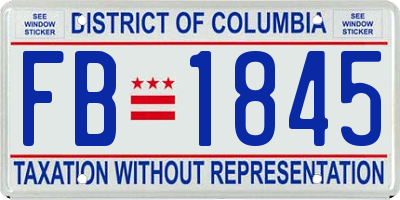 DC license plate FB1845