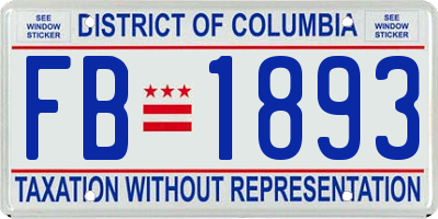 DC license plate FB1893