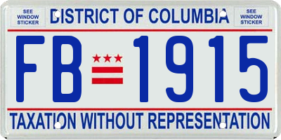 DC license plate FB1915