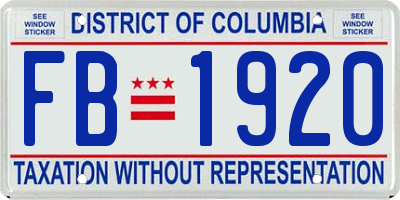 DC license plate FB1920