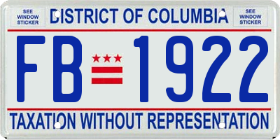 DC license plate FB1922