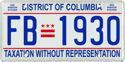 DC license plate FB1930