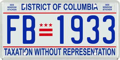 DC license plate FB1933