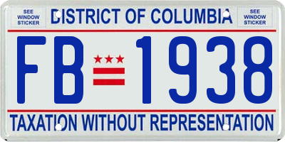 DC license plate FB1938