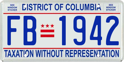 DC license plate FB1942