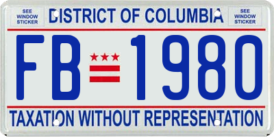 DC license plate FB1980