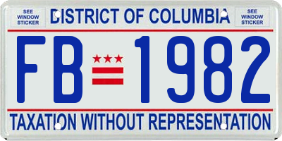 DC license plate FB1982