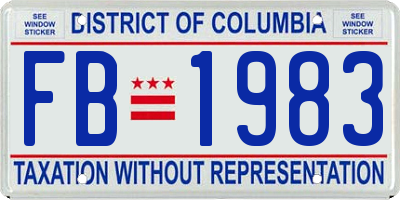 DC license plate FB1983