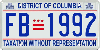 DC license plate FB1992