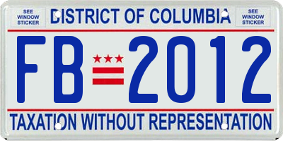 DC license plate FB2012