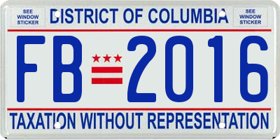 DC license plate FB2016