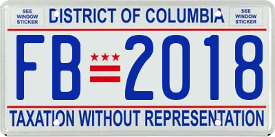 DC license plate FB2018