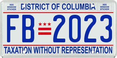 DC license plate FB2023