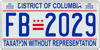 DC license plate FB2029