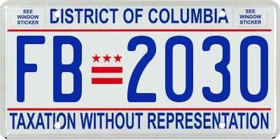 DC license plate FB2030