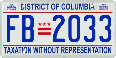 DC license plate FB2033