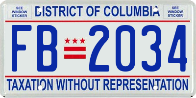 DC license plate FB2034