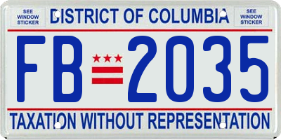 DC license plate FB2035