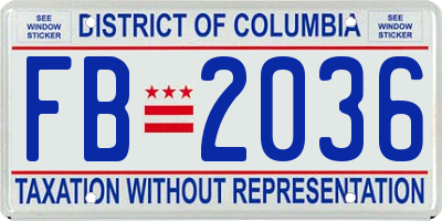 DC license plate FB2036