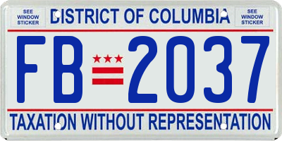 DC license plate FB2037