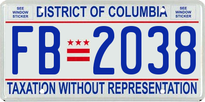 DC license plate FB2038