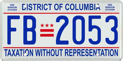 DC license plate FB2053