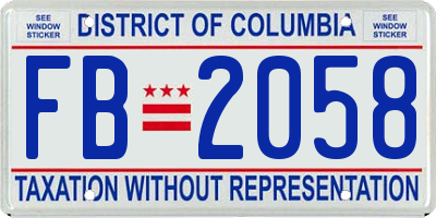 DC license plate FB2058