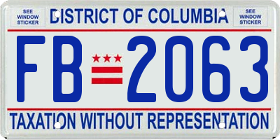 DC license plate FB2063