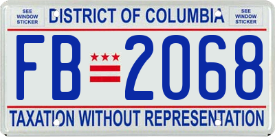 DC license plate FB2068