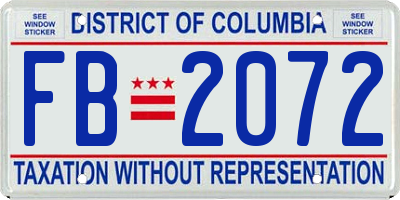 DC license plate FB2072