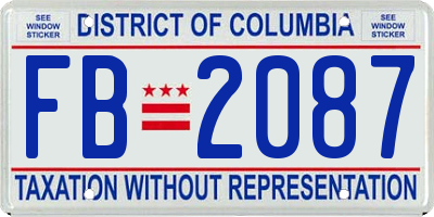 DC license plate FB2087