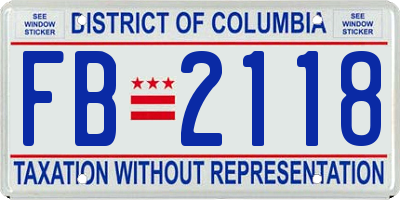 DC license plate FB2118