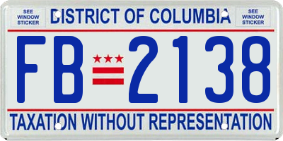 DC license plate FB2138