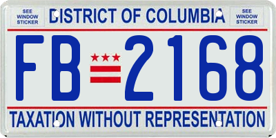 DC license plate FB2168