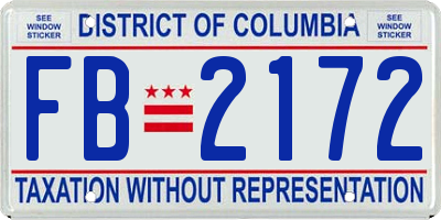 DC license plate FB2172