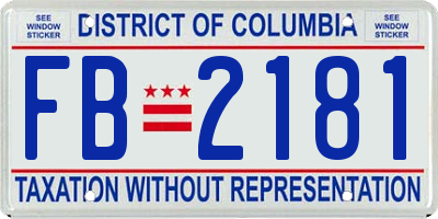 DC license plate FB2181