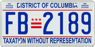 DC license plate FB2189