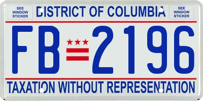 DC license plate FB2196