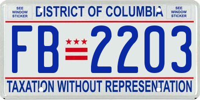 DC license plate FB2203