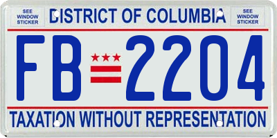 DC license plate FB2204