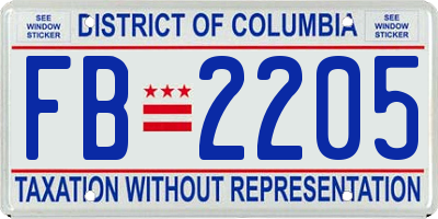 DC license plate FB2205