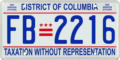 DC license plate FB2216