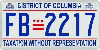 DC license plate FB2217