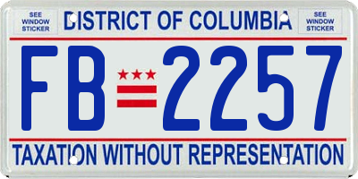 DC license plate FB2257